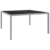 vidaXL Tuintafel 130x130x72 cm staal en glas grijs