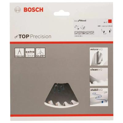 Bosch Professional Cirkelzaagblad voor Hout | Best for Wood | Ø 165mm Asgat 20mm 32T - 2608642386