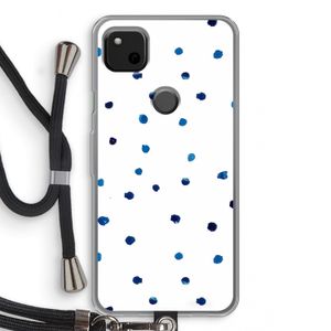 Blauwe stippen: Pixel 4a Transparant Hoesje met koord