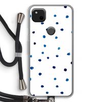 Blauwe stippen: Pixel 4a Transparant Hoesje met koord