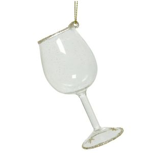 1x Transparant wijnglas kerstversiering hangdecoratie 10 cm