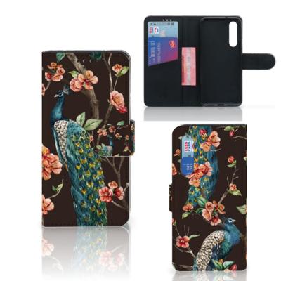Xiaomi Mi 9 SE | Telefoonhoesje | Met pasjeshouder | Pauw met Bloemen