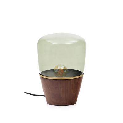 Kave Home Tafellamp 'Silex' Notenhout en glas, 30cm