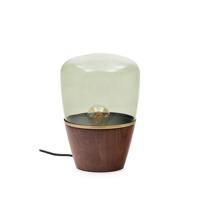 Kave Home Tafellamp 'Silex' Notenhout en glas, 30cm