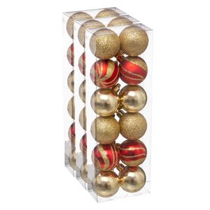 36x stuks kerstballen mix goud/rood glans/mat/glitter kunststof 4 cm