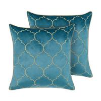 Beliani-ALYSSUM-Sierkussen set van 2-Blauw-45 x 45 cm-Polyester - thumbnail