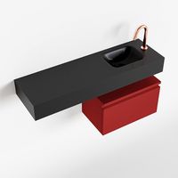 Toiletmeubel Mondiaz Andor | 100 cm | Meubelkleur Fire | Lex vrijhangend wastafel Urban Rechts | 1 kraangat
