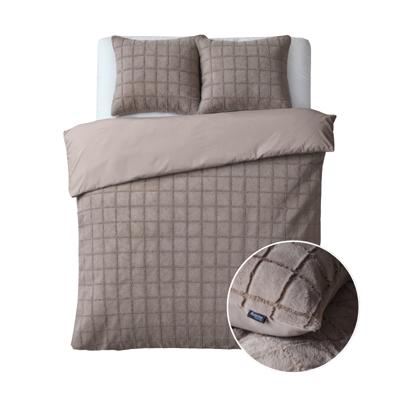 Dekbedovertrek Faux Fur - Tweepersoons (200x200 cm) - Taupe Microvezel - Dessin: Patroon - Sleeptime - Dekbed-Discounter.nl