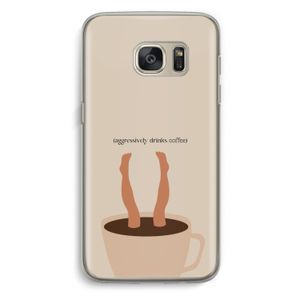 Aggressively drinks coffee: Samsung Galaxy S7 Transparant Hoesje