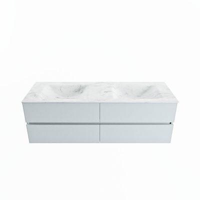 MONDIAZ VICA-DLUX 150cm badmeubel onderkast Clay 4 lades. Inbouw wastafel CLOUD dubbel zonder kraangat, kleur Opalo.