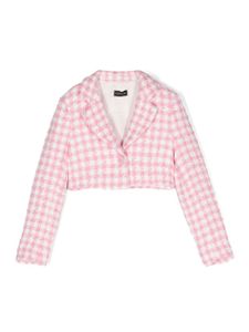 Monnalisa blazer crop à motif pied-de-poule - Blanc