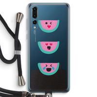 Smiley watermeloen: Huawei P20 Pro Transparant Hoesje met koord