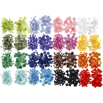 Creativ Company Mini mozaiek, afm 5x5+10x10 mm, dikte 2 mm, 32x25 gr/ 1 doos