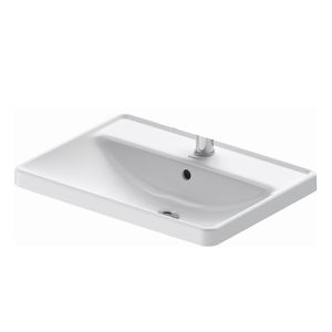 Wastafel Duravit D-Neo WonderGliss Inbouw Met Overloop Kraanvlak 1 Kraangat 60 cm Hoogglans Wit