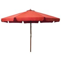 VidaXL Parasol met houten paal 330 cm terracottakleurig - thumbnail