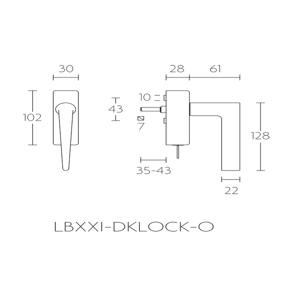 Formani LB21H-DKLOCK-O draaikiepgarnituur afsluitbaar mat roestvast staal rechts/ links draaiend