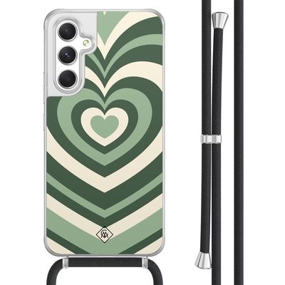 Samsung Galaxy A54 hoesje met koord - Hart swirl groen Samsung Galaxy A54 hoesje met koord - Hart swirl groen