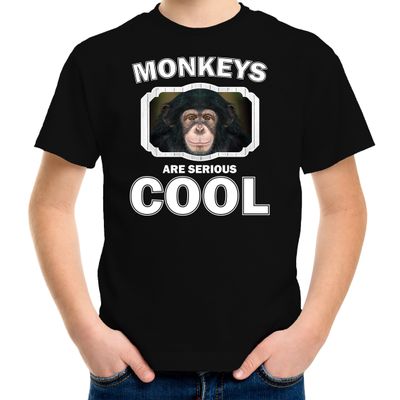 Dieren leuke chimpansee t-shirt zwart kinderen - monkeys are cool shirt jongens en meisjes Dieren leuke chimpansee t-shirt zwart kinderen - monkeys are cool shirt jongens en meisjes