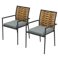 Outsunny Moderne Grijze Tuinstoelen - Weerbestendige Buitenstoelen voor Terras - Afmetingen 57 x 58 x 87cm - thumbnail
