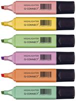Q-CONNECT markeerstift pastel, geassorteerde kleuren, pak van 6 stuks