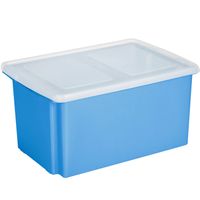 Sunware opslagbox kunststof 51 liter blauw 59 x 39 x 29 cm met deksel - Opbergbox