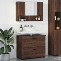 Badkamermeubelset 2 pcs bruin eikenkleur 76,5 x 35 x 64 cm