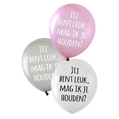 Valentijn thema ballonnen - 6x stuks - jij bent leuk, mag ik je houden - latex - versieringen