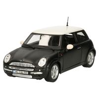 Modelauto/speelgoedauto Mini Cooper - matzwart - schaal 1:24/16 x 7 x 6 cm