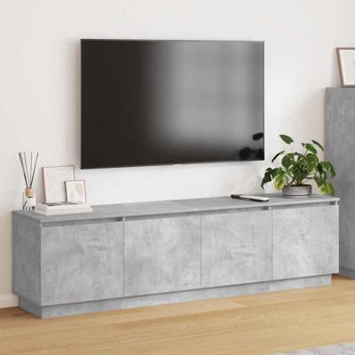 TV-kast met LED Betongrijs 180 x 38 x 49 cm Bewerkt hout