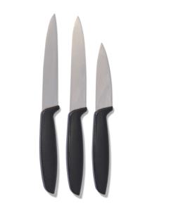 HEMA Keukenmessen - 3 Stuks (zwart)