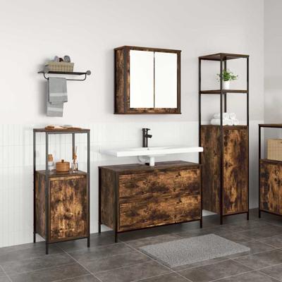 Badkamermeubelset 3 pcs Gerookt eiken 90 x 34.5 x 60 cm