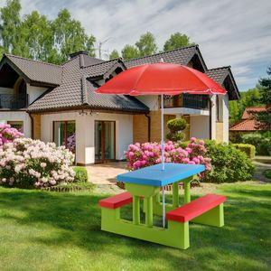 Kinderen Picknicktafel Set met Parasol 170T Nylon Afneembare Opvouwbare Paraplu Multifunctionele Kinderen Spelen Tafel