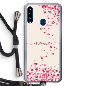 Hartjes en kusjes: Samsung Galaxy A20s Transparant Hoesje met koord