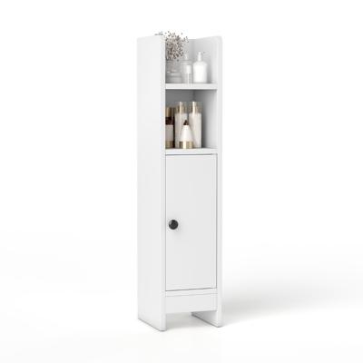 Smalle Toilettenkast met 2 Open Vakken en 2 Afneembare Planken Badkamerkast Wit