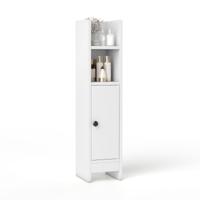 Smalle Toilettenkast met 2 Open Vakken en 2 Afneembare Planken Badkamerkast Wit