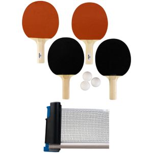 Tafeltennis batjes 4x stuks met een tafel netje set   -