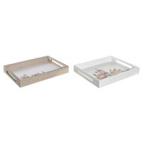 Snackdienblad DKD Home Decor Multicolour Hout MDF Cottage Huizen (2 Stuks) (40 x 30 x 5 cm)