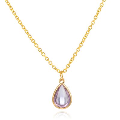 Verstelbare Ketting met Lila en Goudkleurige Waterdruppel Hanger