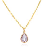 Verstelbare Ketting met Lila en Goudkleurige Waterdruppel Hanger