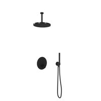 Hotbath Cobber Inbouw Regendoucheset Thermostaatkraan Met 2 Pushbuttons Rond, Plafondbuis 15cm, Hoofddouche 30cm En Staafhanddouche Geborsteld Nikkel - thumbnail