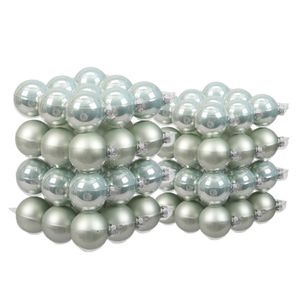 72x stuks glazen kerstballen mintgroen (oyster grey) 4 en 6 cm mat/glans