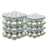 72x stuks glazen kerstballen mintgroen (oyster grey) 4 en 6 cm mat/glans - thumbnail