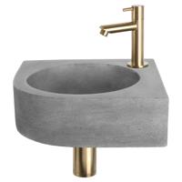 Differnz Cleo fonteinset beton donkergrijs - kraan recht - 31.5 x 31.5 x 10 cm - mat goud