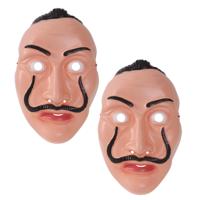 Salvador Dali gezichtmasker/verkleedmasker - 2x - La Casa De Papel - volwassenen