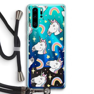 Rainbow Unicorn: Huawei P30 Pro Transparant Hoesje met koord