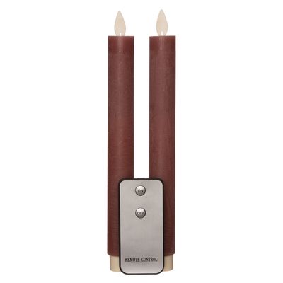 Led dinerkaarsen - 2x st - antiek roze - 23 cm - met afstandsbediening