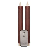Led dinerkaarsen - 2x st - antiek roze - 23 cm - met afstandsbediening