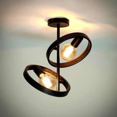 LifestyleFurn Plafondlamp 'Homer' 2-lamps, kleur Charchoal