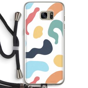 Memphis Shapes Blue: Samsung Galaxy S7 Edge Transparant Hoesje met koord