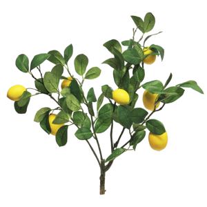 Kunstbloem citrusfruit tak citroen - 60 cm - geel - losse steel - Kunst zijdebloemen